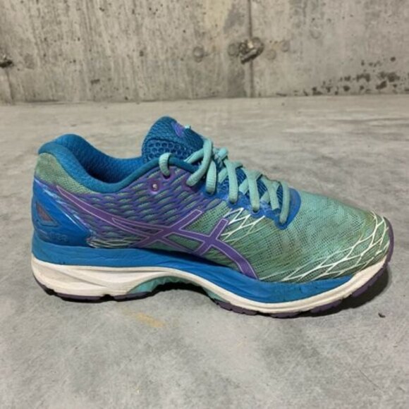 Asics Gel Nimbus 18 Womens Size 8 Running Shoes Turquoise/Iris/Methyl Blue T650N - Picture 4 of 10